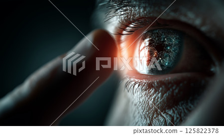 Detail-oriented businessman engages with innovative technology in office setting 125822378