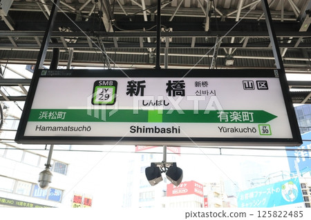 車站標示 JR東日本山手線 新橋站 內環 125822485