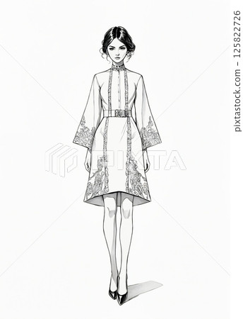 年輕女子的全身插圖 125822726