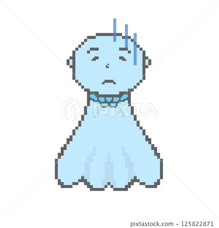 負片 Teru Teru Bouzu_像素藝術（藍色） 125822871