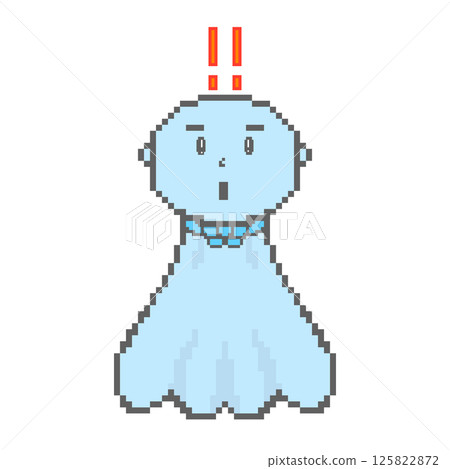 驚訝的 Teru Teru Bouzu_Pixel Art（藍色） 125822872