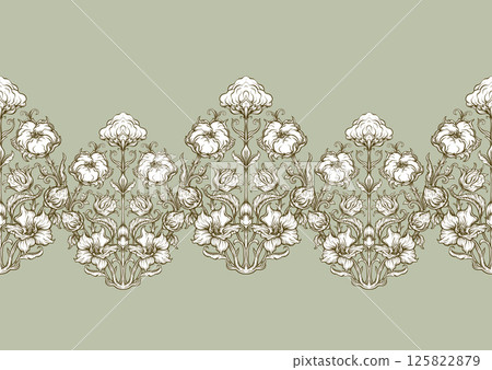 Pure cotton. Cotton plant. Art nouveau style 125822879