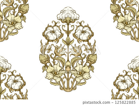 Pure cotton. Cotton plant. Art nouveau style 125822885