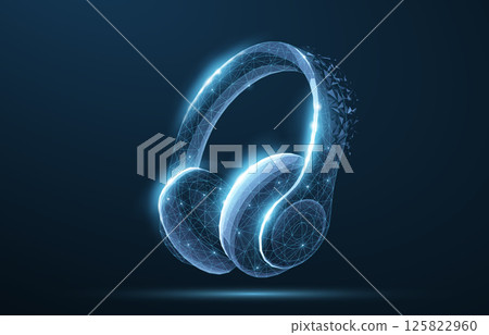 3D headphone vector illustration. Wireless earphones, audio gadget, dj headset. 3D headphone vector illustration. Wireless earphones, audio gadget, dj headset. 125822960