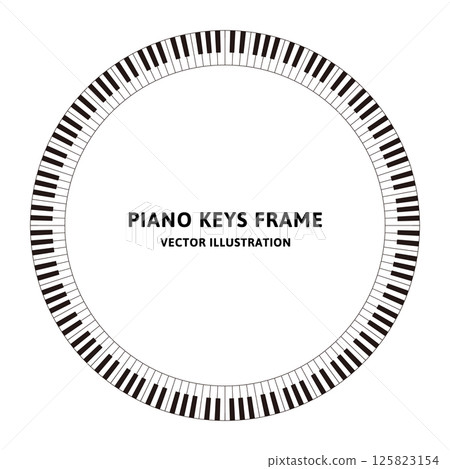 Simple piano keyboard vector illustration: circular frame material Simple piano keyboard vector illustration: circular frame material 125823154