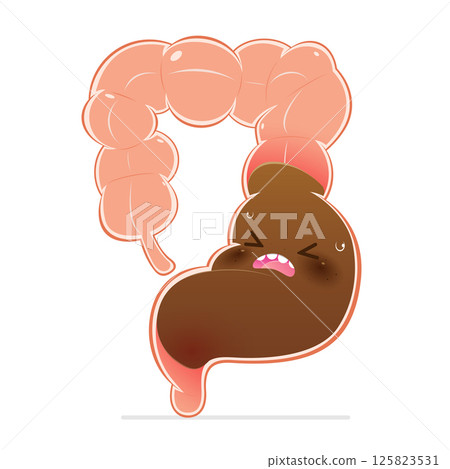 A charming illustration of intestines suffering from constipation. A charming illustration of intestines suffering from constipation. 125823531