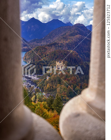 Hohenschwangau Castle View from Neuschwanstein Castle, Fussen, Germany Hohenschwangau Castle View from Neuschwanstein Castle, Fussen, Germany 125823712