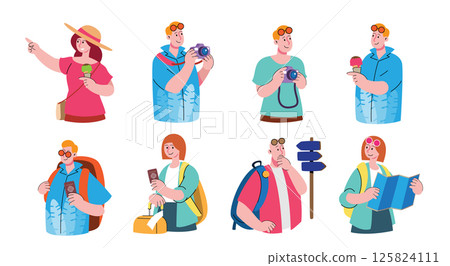 Tourist Character Set Vector illustration 125824111