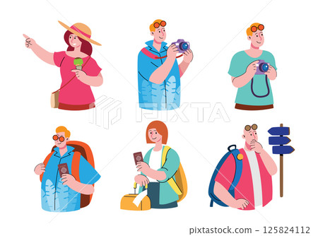 Tourist Character Set Vector illustration 125824112