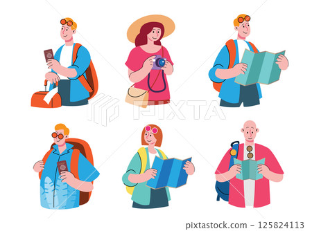 Tourist Character Set Vector illustration 125824113