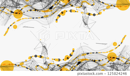 Abstract visualization of scientific data interaction through a network of interconnected nodes, smooth curves and chaos. Vector Abstract visualization of scientific data interaction through a network of interconnected nodes, smooth curves and chaos. Vector 125824246