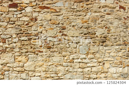 Textured Stone Wall with Natural Colors and Rough Surface Textured Stone Wall with Natural Colors and Rough Surface 125824304