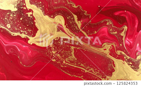 vibrant fluid acrylic painting featuring crimson and gold tones, showcasing smoke like abstract forms that evoke sense of bold artistic expression vibrant fluid acrylic painting featuring crimson and gold tones, showcasing smoke like abstract forms that evoke sense of bold artistic expression 125824353
