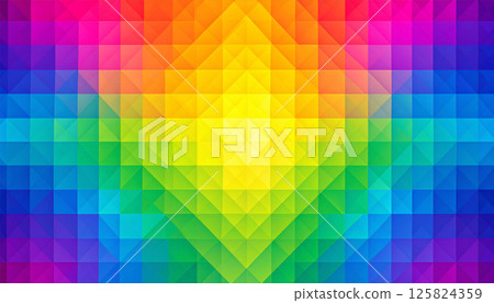 Colorful geometric pattern with vibrant rainbow gradient, featuring pixelated design that creates modern and dynamic visual experience, perfect for digital art enthusiasts Colorful geometric pattern with vibrant rainbow gradient, featuring pixelated design that creates modern and dynamic visual experience, perfect for digital art enthusiasts 125824359