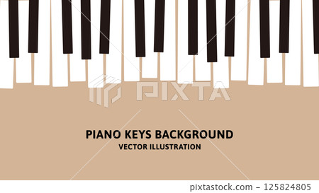 16：9 背景材料。鋼琴鍵復古設計的向量插圖數據 125824805