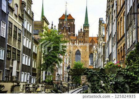 Architecture of Mariacka street in Gdansk is one of the most notable tourist attractions in Gdansk, Poland. 125824935