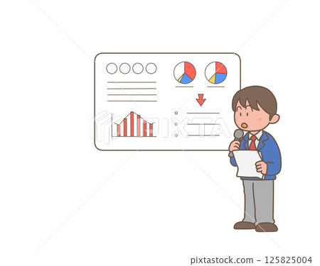 A male student making a presentation using a diagram A male student making a presentation using a diagram 125825004