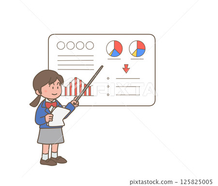 一名女學生使用圖表進行演示 125825005