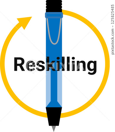 Reskilling graphic material illustration 125825485
