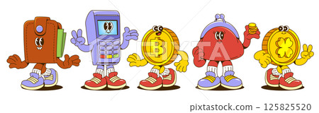 Retro cartoon money characters 125825520