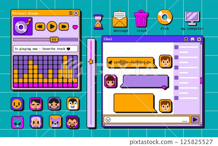 Retro user interface elements collection 125825527