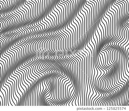 Abstract background with wavy lines. Black and white vector pattern. 125825574