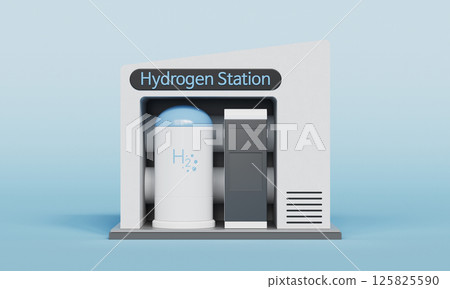 Hydrogen Fueling Energy Station Mock up. 3D Rendering. Hydrogen Fueling Energy Station Mock up. 3D Rendering. 125825590