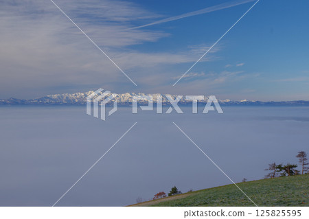 View of the sea of clouds and the Iide mountain range from Nanyo Sky Park 125825595