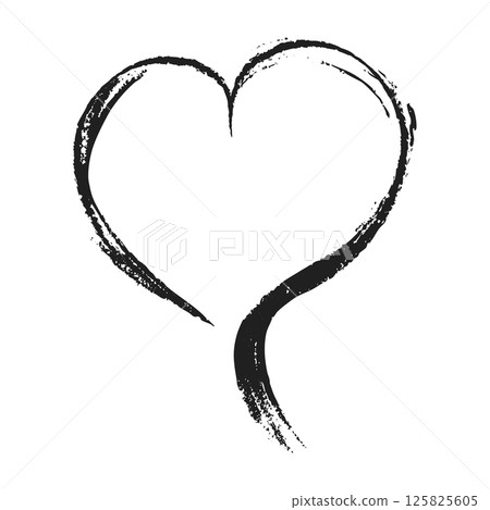 Simple heart-shaped handwritten illustration, white transparent background, black monochrome, vector, png Simple heart-shaped handwritten illustration, white transparent background, black monochrome, vector, png 125825605