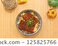 Grilled eel rice bowl style 125825766