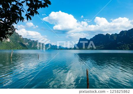 Tropical rainforest Mountain peak in Thailand, Beautiful archipelago islands Thailand Scenic mountains in the lake in Khao Sok National Park, Amazing nature landscape 125825862