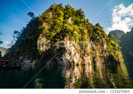 Tropical rainforest Mountain peak in Thailand, Beautiful archipelago islands Thailand Scenic mountains in the lake in Khao Sok National Park, Amazing nature landscape 125825865