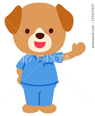 Cute dog doctor A dog doctor wearing scrubs 125825937