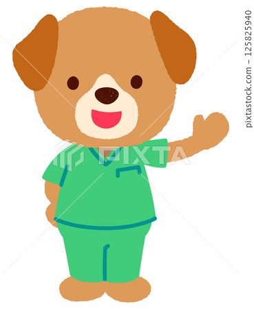 Cute dog doctor A dog doctor wearing scrubs 125825940