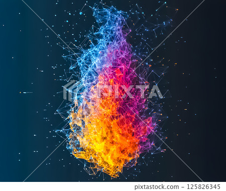帶有火焰圖案的現代幾何背景商業插畫素材 125826345