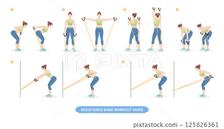 Resistance band exercises workout for women Resistance band exercises workout for women 125826361