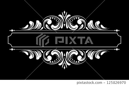 Vintage black and white element. Graphic vector design. Damask graphic ornament Vintage black and white element. Graphic vector design. Damask graphic ornament 125826970