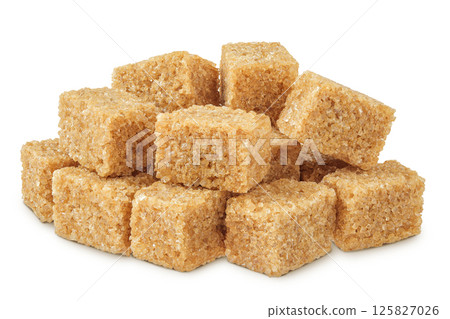 brown sugar cubes isolated on white background brown sugar cubes isolated on white background 125827026