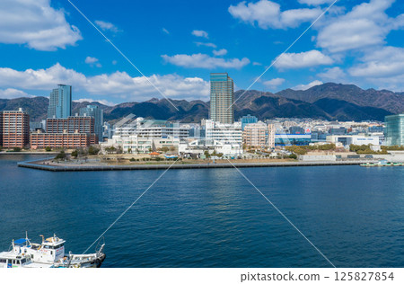 Kobe Port and the cityscape of Kobe City's Chuo Ward Kobe Port and the cityscape of Kobe City's Chuo Ward 125827854