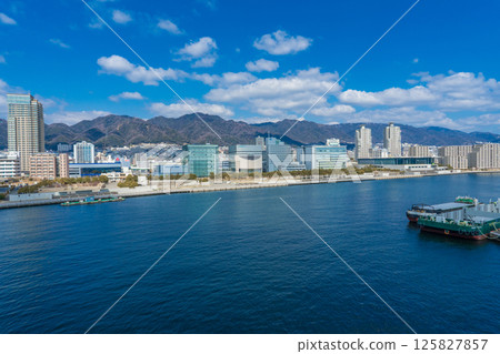 Kobe Port and the cityscape of Kobe City's Chuo Ward Kobe Port and the cityscape of Kobe City's Chuo Ward 125827857