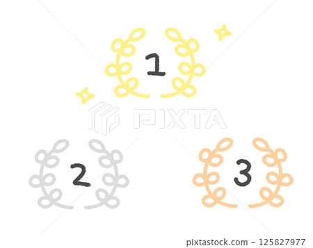 Hand drawn cute laurel ranking set Hand drawn cute laurel ranking set 125827977