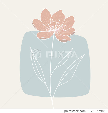 Floral art drawn with rough white lines Floral art drawn with rough white lines 125827986