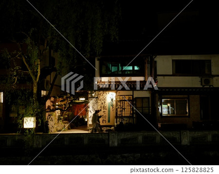 Hot spring town of Kinosaki Onsen in Toyooka City, Hyogo Prefecture at night Hot spring town of Kinosaki Onsen in Toyooka City, Hyogo Prefecture at night 125828825