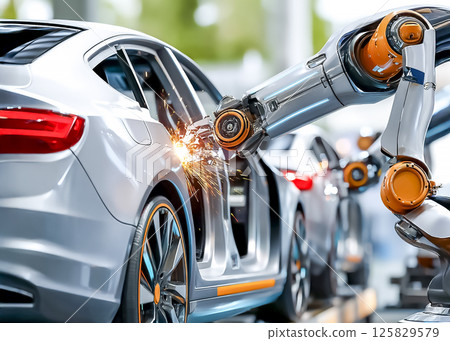 汽車組裝廠通用組裝機器人圖片 125829579
