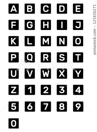Alphabet and Number Blocks Silhouette. Black and White Icon Design Element on Isolated White Background 125830271