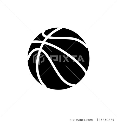 Basketball Silhouette. Black and White Icon Design Element on Isolated White Background 125830275