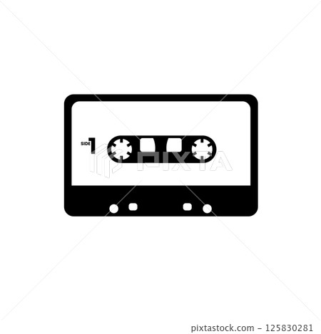 Cassette . Black and White Icon Design Element on Isolated White Background 125830281