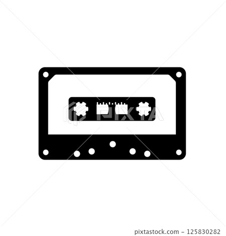 Cassette Silhouette. Black and White Icon Design Element on Isolated White Background 125830282