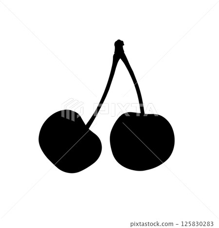 Cherry Silhouette. Black and White Icon Design Element on Isolated White Background 125830283