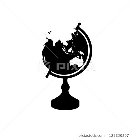 Globe Silhouette. Black and White Icon Design Element on Isolated White Background 125830297